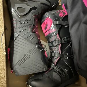 Women's Black and Pink Riding Boots